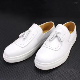 Casual Shoes Genuine Leather Tassel High-end Handmade Men Comfortable Round Toe Flat Office Banquet Men's Loafers