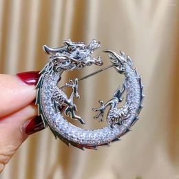 Brooches 2024 Chinese Dragon-shaped Corsage Fashion Men And Women Accessories Blazer Coat Pin Zodiac Brooch Exquisite Zircon Jewellery