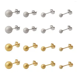 Stud Earrings 16Pairs 8 Styles Golden Stainless Steel Color Textured Round Ball For Women Piercings Fashion Body Jewelry Gifts