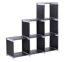 Multifunctional Assembled 3 Tiers 6 Compartments Storage Shelf Black new4148933