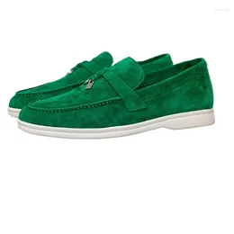 Casual Shoes Green Kidsuede Quality Metal Tassel Woman Summer Flat Walk Shoe Round Toe Comfort Slip-on Outdoor Causal Loafer Single Flats