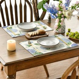 Table Mats Rustic Green Plants Oil Proof Tableware Pad Heat Resistant Anti Slip Household Kitchen Dining Cup Accessories