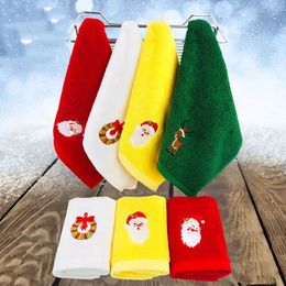 4Pcs/Lot Super Absorbent Christmas Cotton Kids Towel Soft Wiping Rags Bathroom Kitchen Tea Bar Dish Towels Home Table Hand Cleaning Cloth Lint Free Xmas Gift HY0171