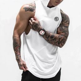 Brand Gyms Clothing Fitness Men Tank Top with hooded Mens Bodybuilding Stringers Tank Tops workout Singlet Sleeveless Shirt 240520