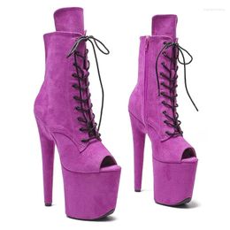 Dance Shoes Auman Ale 20CM/8inches Suede Upper Sexy Exotic High Heel Platform Party Women Peep Toe Ankle Boots Pole 631