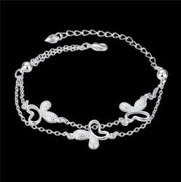 gift Butterfly 925 silver bracelet JSPB409 girl women sterling silver plated Charm Bracelets3067829