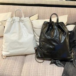 Large capacity Backpack school bag 2size luxurys handbags back pack leather 10a designer book bag mens chain basket bookbag clutch Shoulder rucksack travel Bags