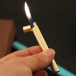 Lighters 2024 Mini compact open flame lamp no butane gas metal cigarette grinding wheel smoking accessories cute S24513