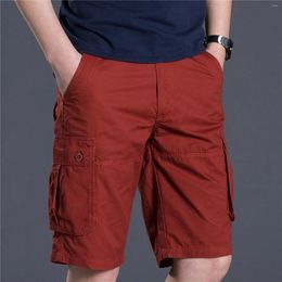 Men's Pants Free Shpping Man 2024 Male Cargo Trousers Cascal Large Size Solid Colour Tie Side Pockets Short Pant Roupa Masculina