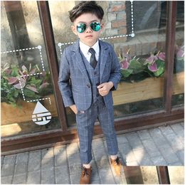 Suits Baby Boys Wedding Party Costume Blazer Vest Pants Children Formal Dress Kids School Graduation Suit Teenage Ceremony Drop Deli Dhldn