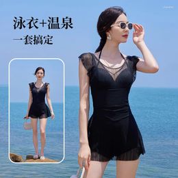 Women's Swimwear 2024 Korean Edition Lace Sexy One Piece Slim Fit Show Off Back