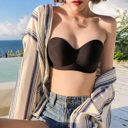 Bras Backless Tube Top Women Strapless Bra Adjusted Large Size No Wire Thin Sexy Underwear Push Up Breathable Strap