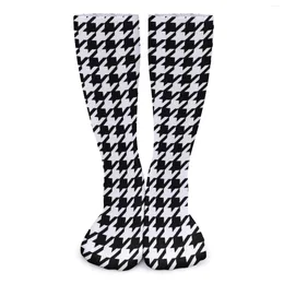 Women Socks Black And White Houndstooth Winter Abstract Design Stockings Vintage Couple Soft Custom Cycling Anti-Slip