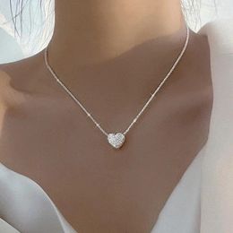 Pendant Necklaces Fashion Silver Colour Girls Hammer Pattern Love Necklace Simple Individuality Heart Shaped Women's Gift Boutique Jewellery