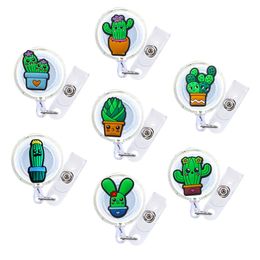 Other Office School Supplies Cactus Cartoon Badge Reel Retractable Nurse Id Card Reels With Alligator Clip Holder Name Cute For Nurses Otl1Z