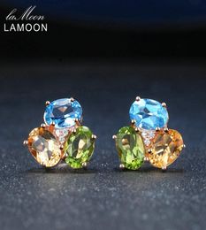 LAMOON 925 Sterling Silver Earrings For Women Gemstone Earring Citrine Peridot Topaz 18K Rose Gold Fine Jewelry S925 LMEI037 CJ1915726548