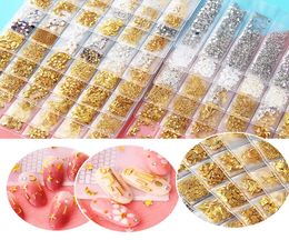 Gold Nail Art Decorations Studs Accesoires Nails Design Jewellery Manicure Metal Nail Charms Stone 3D Strass Ongles Supplies8377708