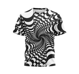 Creative 3D Geometric Dizzy Printing Men039s 3D T shirt Graphic Optical Illusion Short Sleeve Party Tops Streetwear Punk Goth3857814