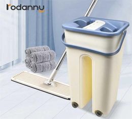 Rodanny Magic mops floor cleaning Hand Mop Hands Squeeze With Bucket Flat Drop Home Kitchen Tool 2201134181476