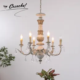 Chandeliers American Rustic Wood Chandelier Nordic Ambience Retro Carving Designer Living Room Premium Dining Light Fixtures