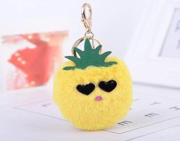 Keychains Fashion Cute Plush Fruit Key Chains Creative Glasses Pineapple Car Keychain Female Bags Pendant Accessories Girl Gift2032300