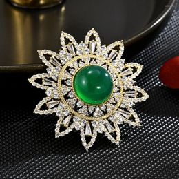 Brooches Flower Umbrella Emerald Brooch For Women Tassel Pin Jacket Corsage Coat Suit Accessories Jewelry Gift Girlfriend