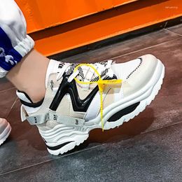 Fitness Shoes Stylish Women Casual Lovers Leather Dad Platform Chunky Sneakers Harajuku Flat Thick Sole Tenis Wedge White Basket Walking