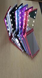 6 Colours rose pink blue Colour new Lady LED Makeup Mirror Cosmetic 8 LED Mirror Folding Portable Travel Compact Pocket led Mirr1266307