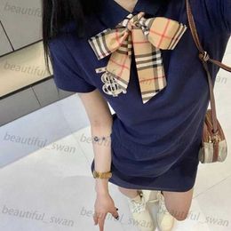 Designer women's casual dress summer dress women's fashionable short sleeved casual plaid party shirt dress women's scarves clothing