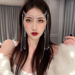 Hair Clips Vintage Jewelry Shiny Head Chain Rhinestone Chinese Style Hairband Tassel Ornament Water Drop Decoration Headpiece
