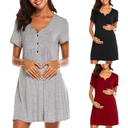 Maternity Dresses Pregnant womens clothing and nursing maternity pajamas Breakfeeding Clothes Short Sleep Dress Pregnancy Pajamas 2021 Summer New d240520