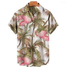 Men's Casual Shirts Summer Tropical Botanical Print And Women's Button-Down Short Sleeve Fashionable Tops