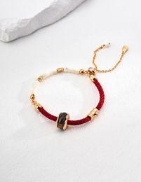 2024 new designer fashion bracelet trendy brand Tiger eye stone bracelet Vintage gold sterling silver bracelet Match the red rope with the beads bracelet