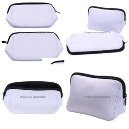 Lunch Boxes&Bags Ups Sublimation Neoprene Storage Bag Blank Diy Women Handbags Waterproof Cosmetic Bags With Zipper For Adts Kids 1025 Dhwon