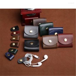 Storage Bags Mini Portable Headphone Earphone Case USB Cable Organizer Earbuds Bag Carry Pouch PU Leather