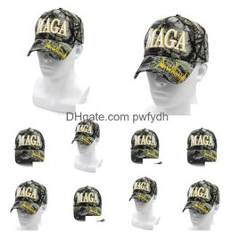 Party Hats Maga Embroidery Hat Trump 2024 Camouflage Baseball Cotton Cap For Election Drop Delivery Home Garden Festive Supplies Dhusd