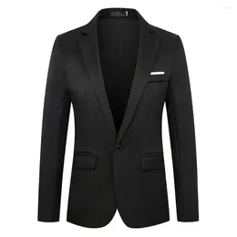 Men's Suits 5XL Men Blazer One Buckle Dressing Suit Coat Stylish Lapel Slim Fit Pockets Jacket Wedding Office Dating Casual