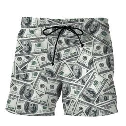 Men's Shorts Interesting 3D printed US dollar beach shorts suitable for men and children summer Personalised fashion swimwear cool street womens clothing Q240520