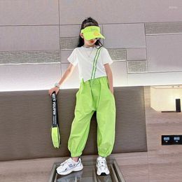 Clothing Sets Summer Children Girls Clothes Set Teenage Letter Print Tshirts And Pants 2 Pieces Outfits Kid Fashion Top Bottom Tracksuits