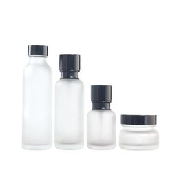 Packing Bottles Wholesale 50G Glass Bottle Wtih Plastic Wood Grain Lids 50Ml 110Ml 150Ml Frost Cream Cosmetic Container Pump Drop Deli Dh8W7