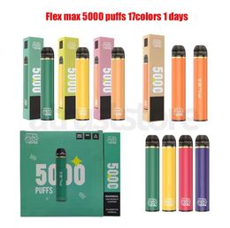 Rechargeable Disposables QST Puff Flex Pro 5000 Puffs Pods Device Kits 650mah Battery Pre-Filled 12ml Vaporizer Vaper Pen New packing Authorised 17 Colours