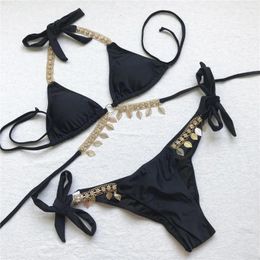 Women's Swimwear Jewelled Rhinestone Scrunch BuBikini Female Swimsuit Women Two-pieces Bikini Set Bather Bathing Suit Swim Lady K3396