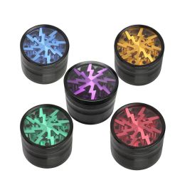 Smoking Herb Grinders smoke kit Tobacco Four Layers Aluminium Alloy material 63mm 5 Colours With Clear Top Window Lighting Grinder