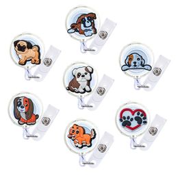 Other Office School Supplies New Dog 2 Cartoon Badge Reel Retractable Nurse Id Card Holder With Clip Funny Name Tag Nursing Reels Cute Otgep