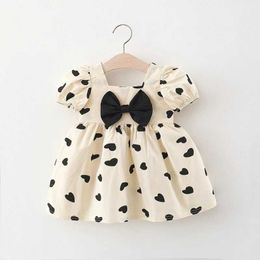 Girl's Dresses New Clothes Girl 0-3 Year Old Summer Cotton New Girl Dress Heart Princess 73-100 Childrens Clothing Cute Red Black d240520