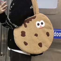 Evening Bags Women Plush Fabric Shoulder Bag Autumn Winter Cartoon Cookie Biscuit Handbags Large Capacity Shopping Girls Cute School