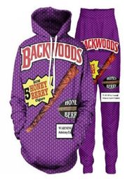 New MenWomens Backwoods Honey Berry Blunts Funny 3D Print Fashion Tracksuits Crewneck Hip Hop Sweatshirt and Pants 2 Pcs Set Hood8545339