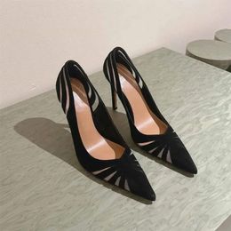 Dress Shoes 2024 Spring Autumn Pumps Fashion Pointed Toe Women Sexy High Heels Elegant Genuine Leather Sapato Feminino