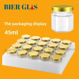 Storage Bottles 45ml Hexagon Glass Jars Mini Bottle With Lids For Guests Gift Bulk Party Favors Wedding Honey Jam Spice Small Containers