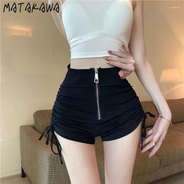 Women's Shorts Matakawa Sexy Mujer Solid Zipper Deawstring High Waist Spring Summer Women Pants Korean Fashion Pantalones Cortos